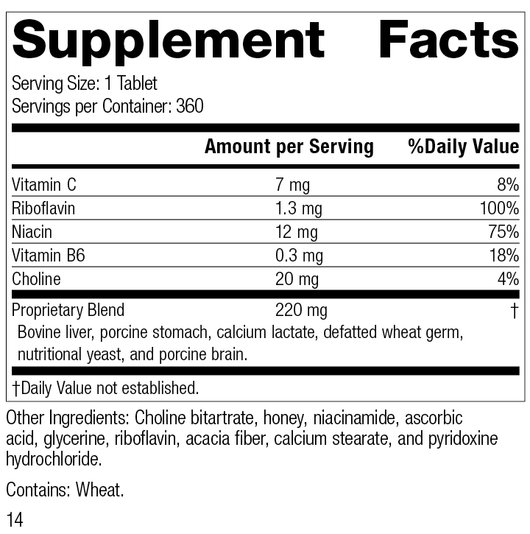 Cataplex® B2, 360 Tablets, Rev 14 Supplement Facts