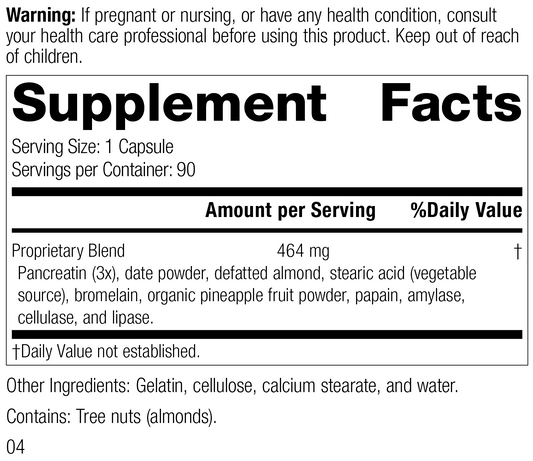 5685 Multizyme R02 Supplement Facts