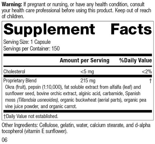 Okra Pepsin E3, 150 Capsules, Rev 03 Supplement Facts