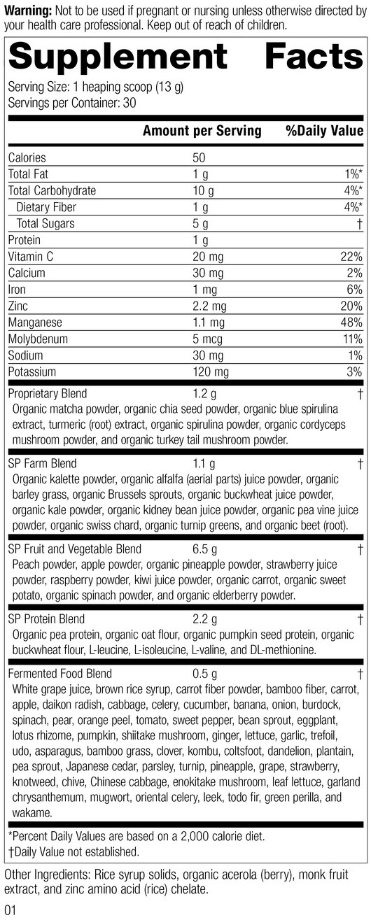 Revision 1 of SP Power Mix Supplement Facts.