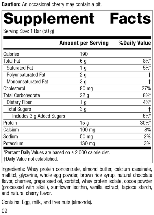 StandardBar®-Cocoa Cherry, Rev 07 Supplement Facts