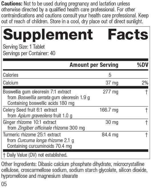 Boswellia Complex, 40 Tablets, Rev 04 Supplement Facts