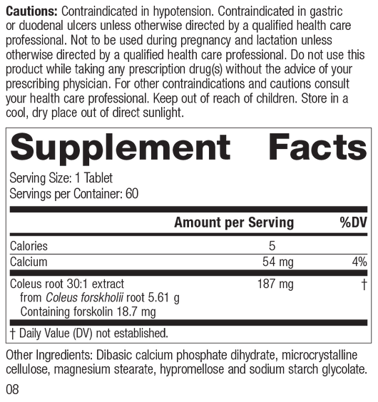 Coleus Forte, 60 Tablets, Rev 07 Supplement Facts