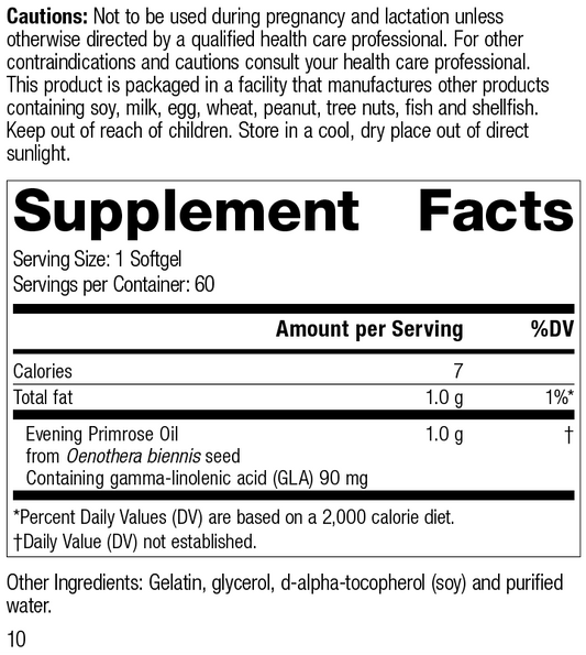 Evening Primrose Oil, 60 Capsules, Rev 10 Supplement Facts