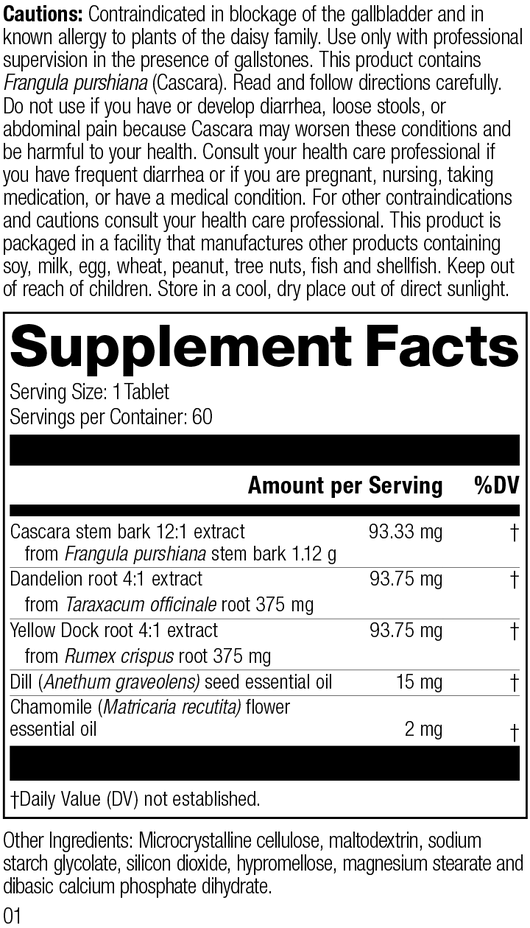 Colax, 60 Tablets Rev 01 Supplement Facts