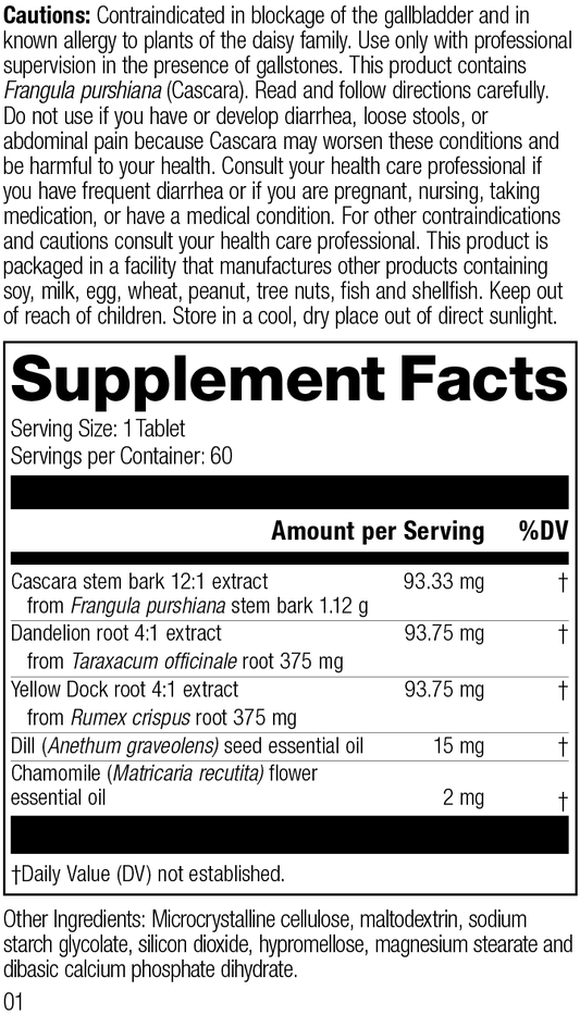 Colax, 60 Tablets Rev 01 Supplement Facts