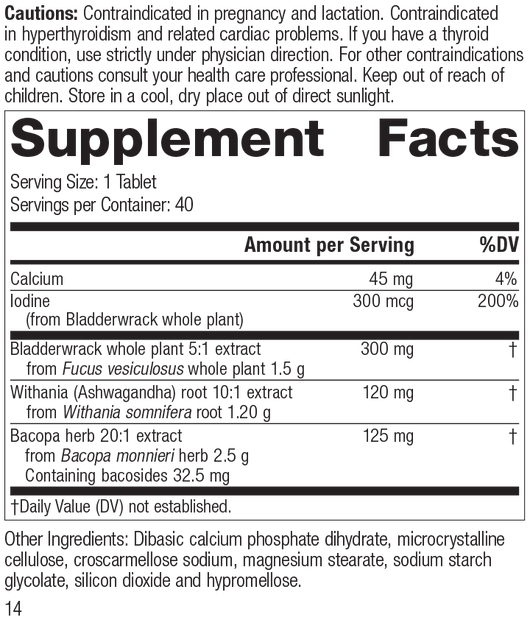 Thyroid Complex, 120 Tablets, Rev 08 Supplement Facts