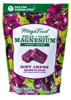 Relax + Calm Magnesium Grape Flavor 30 Soft Chews.