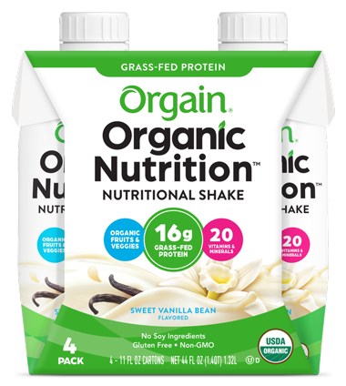 Organic Nutrition Shake Sweet Vanilla Bean 4 Pack.