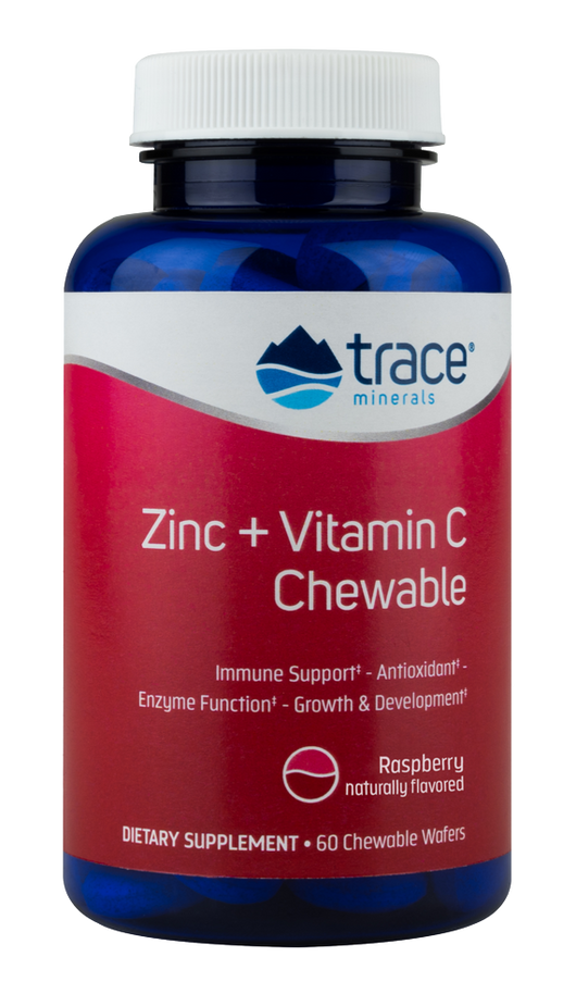 Zinc + Vitamin C Chewable Raspberry Flavor 60 Chewable Wafers.