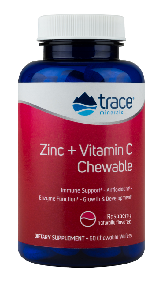 Zinc + Vitamin C Chewable Raspberry Flavor 60 Chewable Wafers.