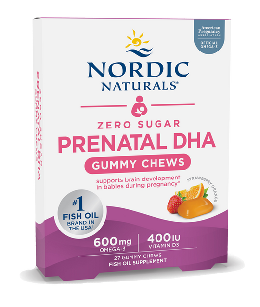 Zero Sugar Prenatal DHA Strawberry Orange 27 Gummy Chews.